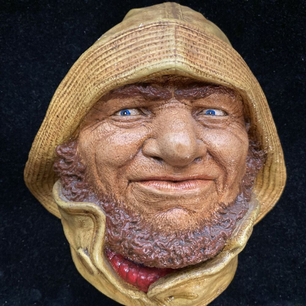 Bossons Chalkware Fisherman Head Wall Plaque Vintage MCM Decor
